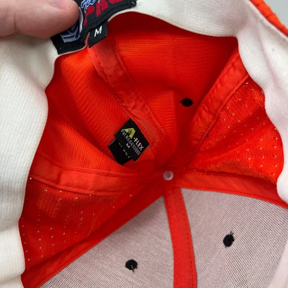 The Game Pro E‎ Hat Mens Medium Orange Baseball Cap Embroidered Logo Embroidered